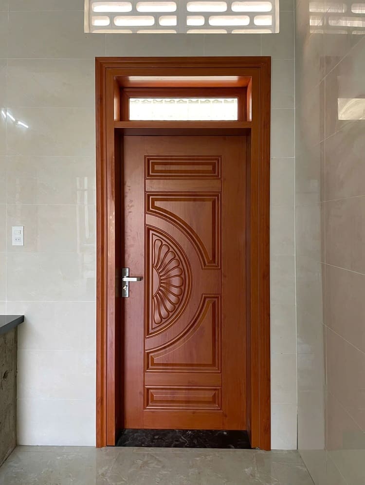 Thiết kế cửa đi một cánh đẹp vân gỗ sang trọng