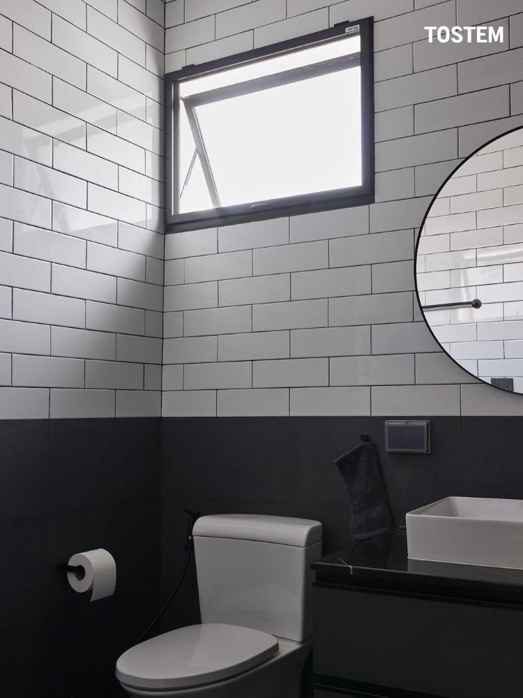 Cửa sổ 1 cánh nhôm kính nhà tắm đẹp, thông thoáng