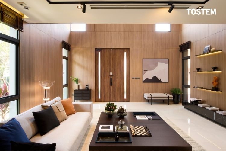 Cửa thép vân gỗ giúp mang lại vẻ đẹp ấm cúng của gỗ mà vẫn đảm bảo độ bền cao nhờ chất liệu thép