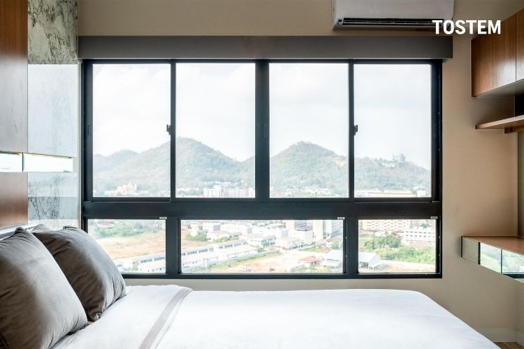 Cửa sổ nhôm kính giúp mang lại không gian nghỉ ngơi yên tĩnh và thoải mái cho gia đình