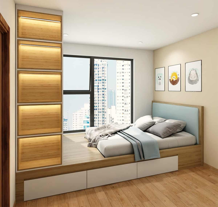 Thiết kế phòng ngủ đẹp đơn giản, vật liệu tự nhiên mộc mạc