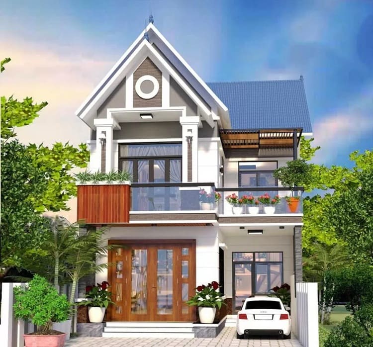 Biệt thự mái Thái 2 tầng đẹp có sân vườn xanh mát