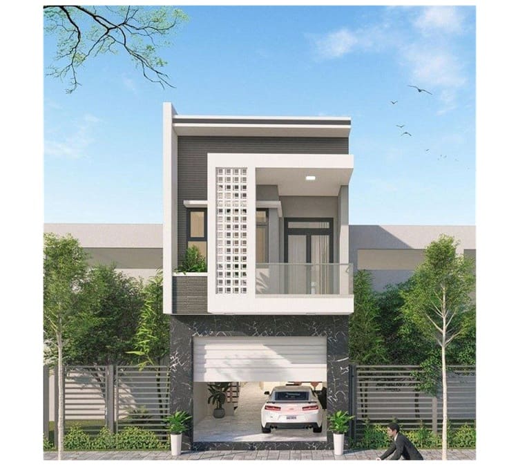 Biệt thự nhà ống 2 tầng có gara hiện đại, chi phí hợp lý