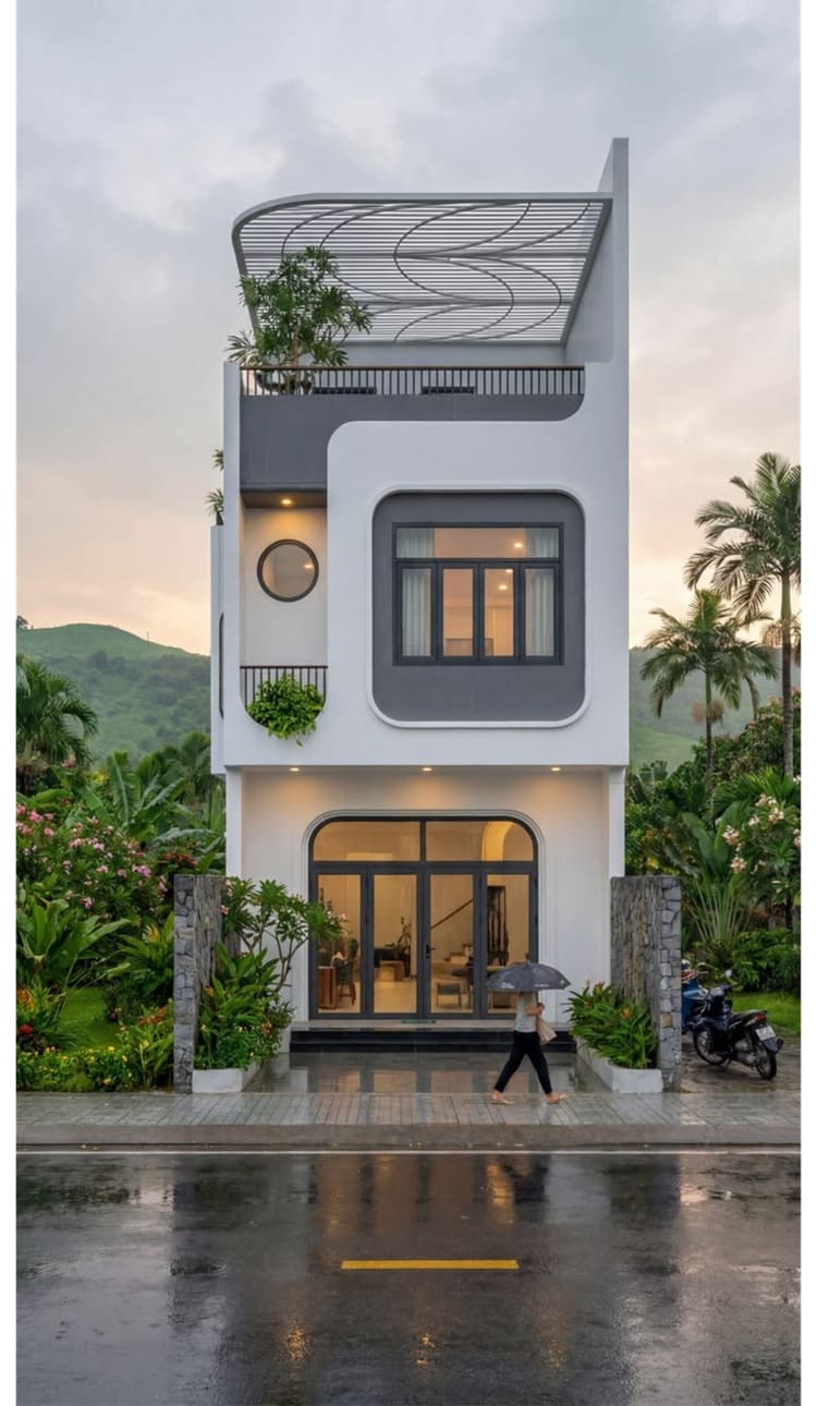 Biệt thự 2 tầng 1 tum tận dụng không gian trồng cây, thư giãn