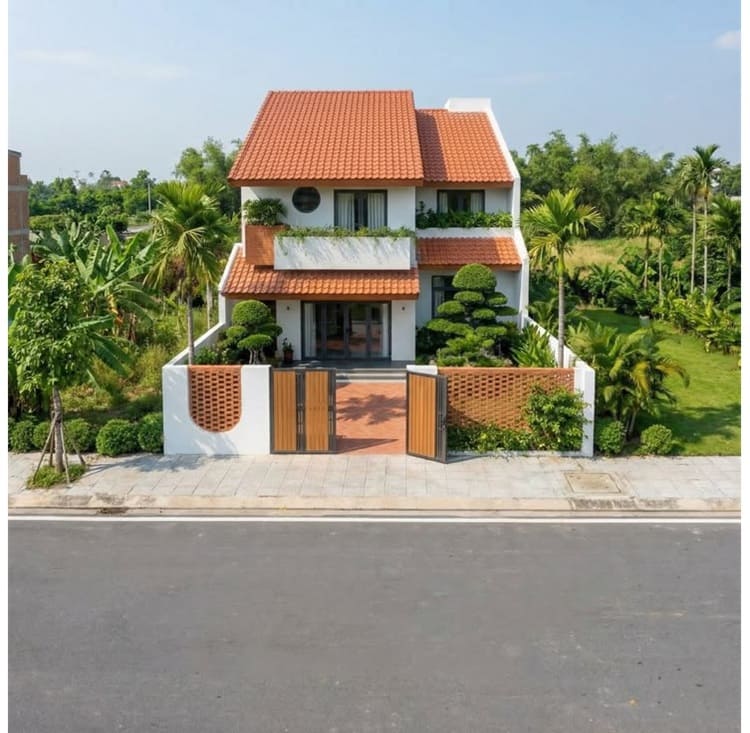 Biệt thự 2 tầng ở nông thôn sự kết hợp hài hòa giữa nét đẹp truyền thống và hiện đại