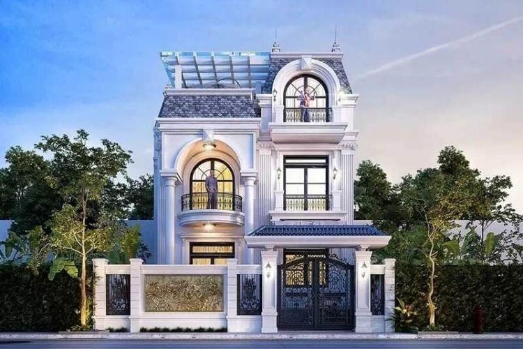 Mẫu nhà biệt thự tân cổ điển 2 tầng mang vẻ đẹp bề thế, sang trọng