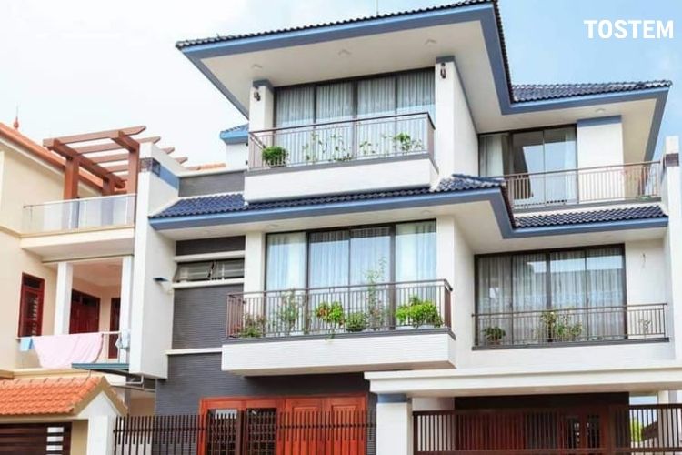 Biệt thự 3 tầng chữ L đẹp hiện đại, phù hợp với nhiều hình dạng khu đất
