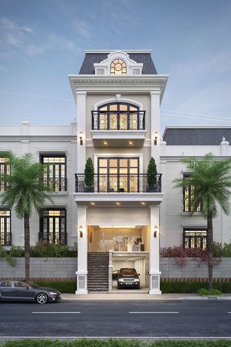 Biệt thự 3 tầng tân cổ điển có gara ô tô đẹp