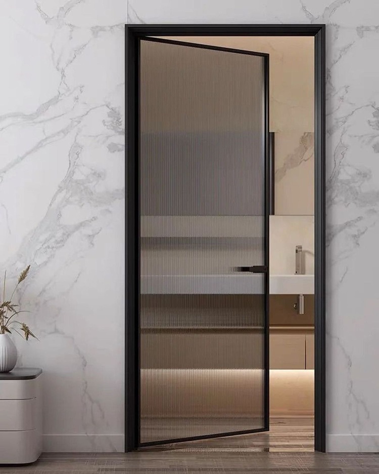 Mẫu cửa nhôm slim mở quay 1 cánh đẹp, tinh tế cho nhà phố