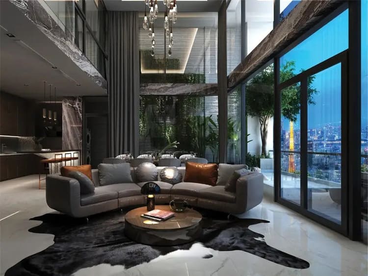 Penthouse duplex với thiết kế thông hai tầng giúp mở rộng không gian và tăng diện tích sử dụng