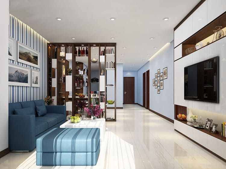 Phòng khách nhỏ theo chiều ngang 4m kết hợp thêm ghế đơn sofa